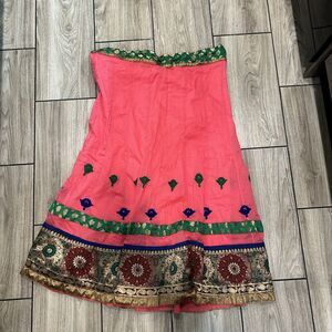 Women's Maxi Skirt Pink Embroidered Size XL Lined Fairy Festival Art To Wear